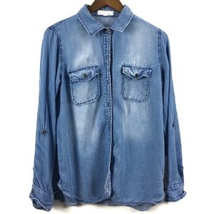 Love Tree Casual Chambray Button Down Long Sleeve